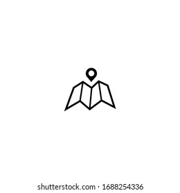 maps icon. location icon. simple, flat, black, outline.