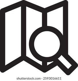 Maps Icon. Locations Icon. Maps and Magnifier Icon