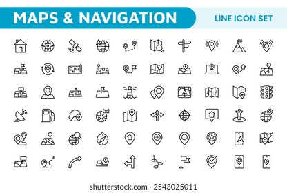 Maps Icon Set. Versatile and visually appealing icons for navigation, location services, and travel apps, designed to enhance user experience and make exploring the world more intuitive and enjoyable.