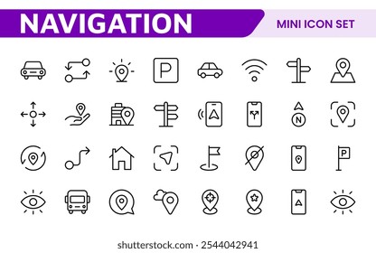 Maps Icon Set. Versatile and visually appealing icons for navigation, location services, and travel apps, designed to enhance user experience and make exploring the world more intuitive and enjoyable.