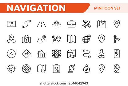 Maps Icon Set. Versatile and visually appealing icons for navigation, location services, and travel apps, designed to enhance user experience and make exploring the world more intuitive and enjoyable.