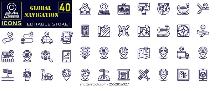Maps Icon Set. Versatile and visually appealing icons for navigation, location services .  