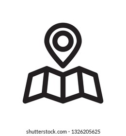 Maps icon in trendy outline style design. Vector graphic illustration. Editable vector stroke. EPS 10.