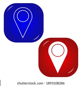 Maps icons in color squares, simple icon design for web