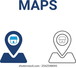 Maps icons. Containing franchise, license, royalties, chain, expansion, shop, business model, franchisor ,and more. Solid vector icons collection.