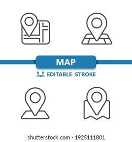 Mapa Iconos. Iconos profesionales y perfectos en píxeles. Formato EPS 10.