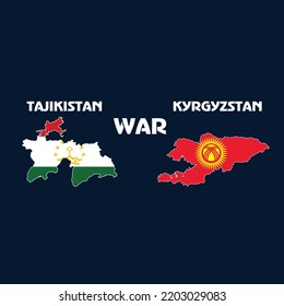 Maps Of Kyrgyzstan And Tajikistan, Tajikistan Vs Kyrgyzstan In World War Crisis Concept