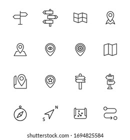 maps line icons set. Stroke vector elements for trendy design. Simple pictograms for mobile concept and web apps. Vector line icons isolated on a white background. 