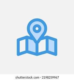 Maps and location icon in blue style about user interface, use for website mobile app presentation