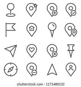 Maps and Location - Icon collection on white background