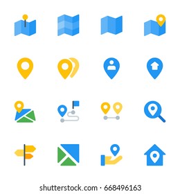 Maps and location icon set