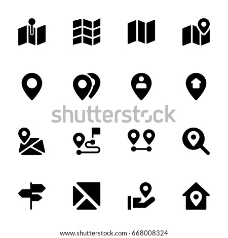 Maps and location icon set