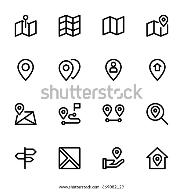 Maps Location Icon Set Stock Vector (Royalty Free) 669082129