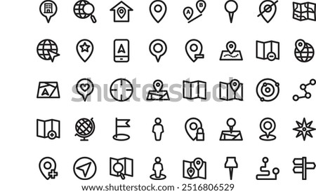 Maps and location linear icons High-Quality Vector Icons Collection with Editable Stroke. Ideal for Professional and Creative Projects.