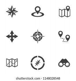 Maps, location, navigation and transportation icons set