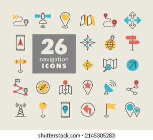 Maps, location, navigation vector icons set. Graph symbol for travel and tourism web site and apps design, logo, app, UI