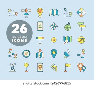 Maps, location, navigation vector isolated icons set. Graph symbol for travel and tourism web site and apps design, logo, app, UI