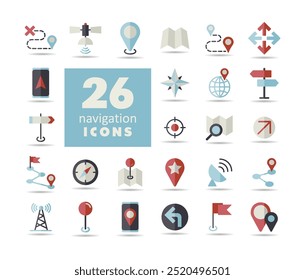 Maps, location, navigation vector isolated icons set. Graph symbol for travel and tourism web site and apps design, logo, app, UI