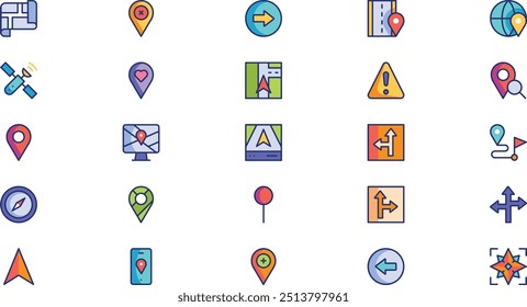 Iconos de mapas y ubicaciones Colección de iconos vectoriales de alta calidad con trazo editable. Ideal para Profesional y Proyectos Creativos.