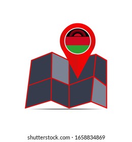 Maps of maps of Malawi are isolated with country flags