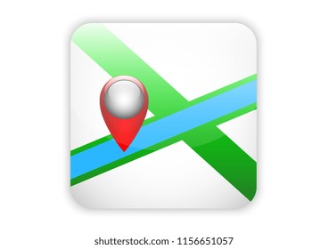 maps mobile app icon white button