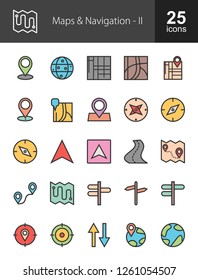 Maps & Navigation Filled Line Icons