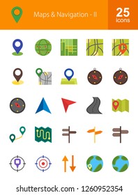 Maps & Navigation Flat Icons