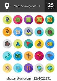 Maps & Navigation Flat Icons
