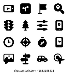 
Maps and Navigation Glyph Icons Pack