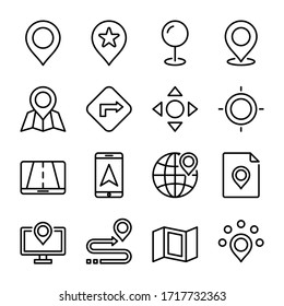 Maps and navigation icon set