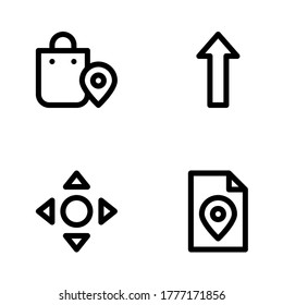 Maps & navigation icon set = pin shopping, up arrow, gps direction, pin file.
Perfect for website mobile app, presentation, illustration and any other projects.
