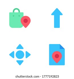 Maps & navigation icon set = pin shopping, up arrow, gps direction, pin file.
Perfect for website mobile app, presentation, illustration and any other projects.