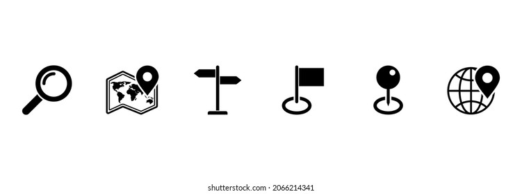 maps and navigation icon set, maps and navigation vector set sign symbol
