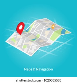 Maps & Navigation isometric vector