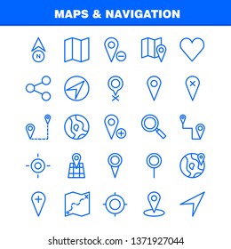 Maps And Navigation Line Icon Pack For Designers And Developers. Icons Of Gps, Delete Map, Maps, Navigation, Compass, Gps, Heading, Vector