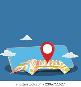 Mapas Ubicación de navegación,Viajar a través de una navegación , Concepto de visualización de localización móvil.