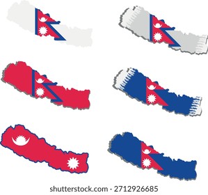 Maps of Nepal with the colors of the flag