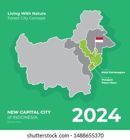 Maps of New Capital of Indonesia in Kutai and Penajam Borneo Island