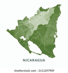 mapas de Nicaragua, naves acuarelas estilo vector Ilustración.