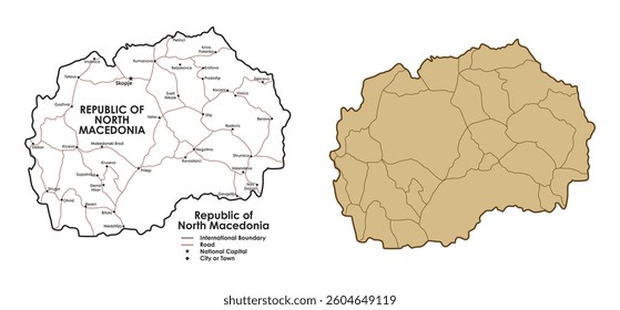 Maps of North Macedonia. Macedonia map silhouette illustration set. Macedonia map collection.