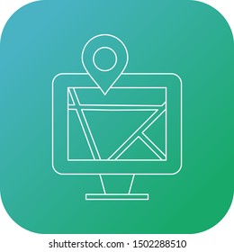 Maps on computer line icon