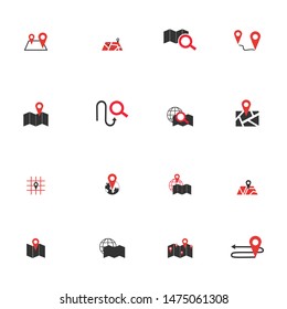 Maps outline signs set. Flat design vector illustration symbol concept. Navigation 