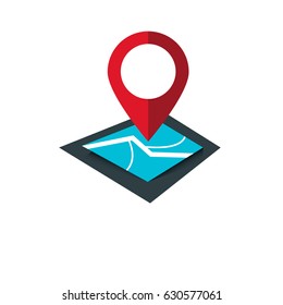 Maps and Pin Design Logo