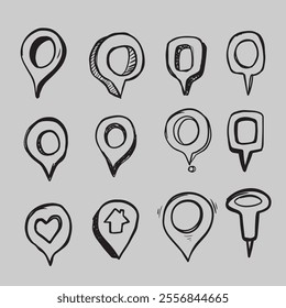 Maps pin hand drawn illustration collected