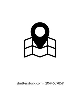 Mapas e icono de pin. símbolo y signo de ubicación. geo location, icono de puntero.
