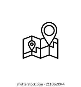 Mapas e icono de pin. símbolo y signo de ubicación. geo location, icono de puntero.