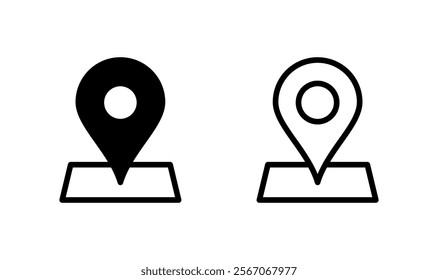 Maps and pin icon logo design. location sign and symbol. geo locate, pointer icon.