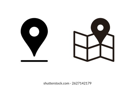 Maps and pin icon logo design. location sign and symbol. geo locate, pointer icon.