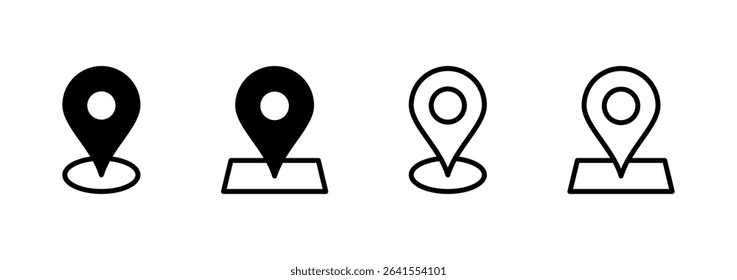 Maps and pin icon logo design. location sign and symbol. geo locate, pointer icon.