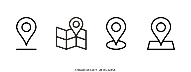 Mapas e ícone de pino design de logotipo. símbolo de localização e símbolo. geo locate, ícone de ponteiro.